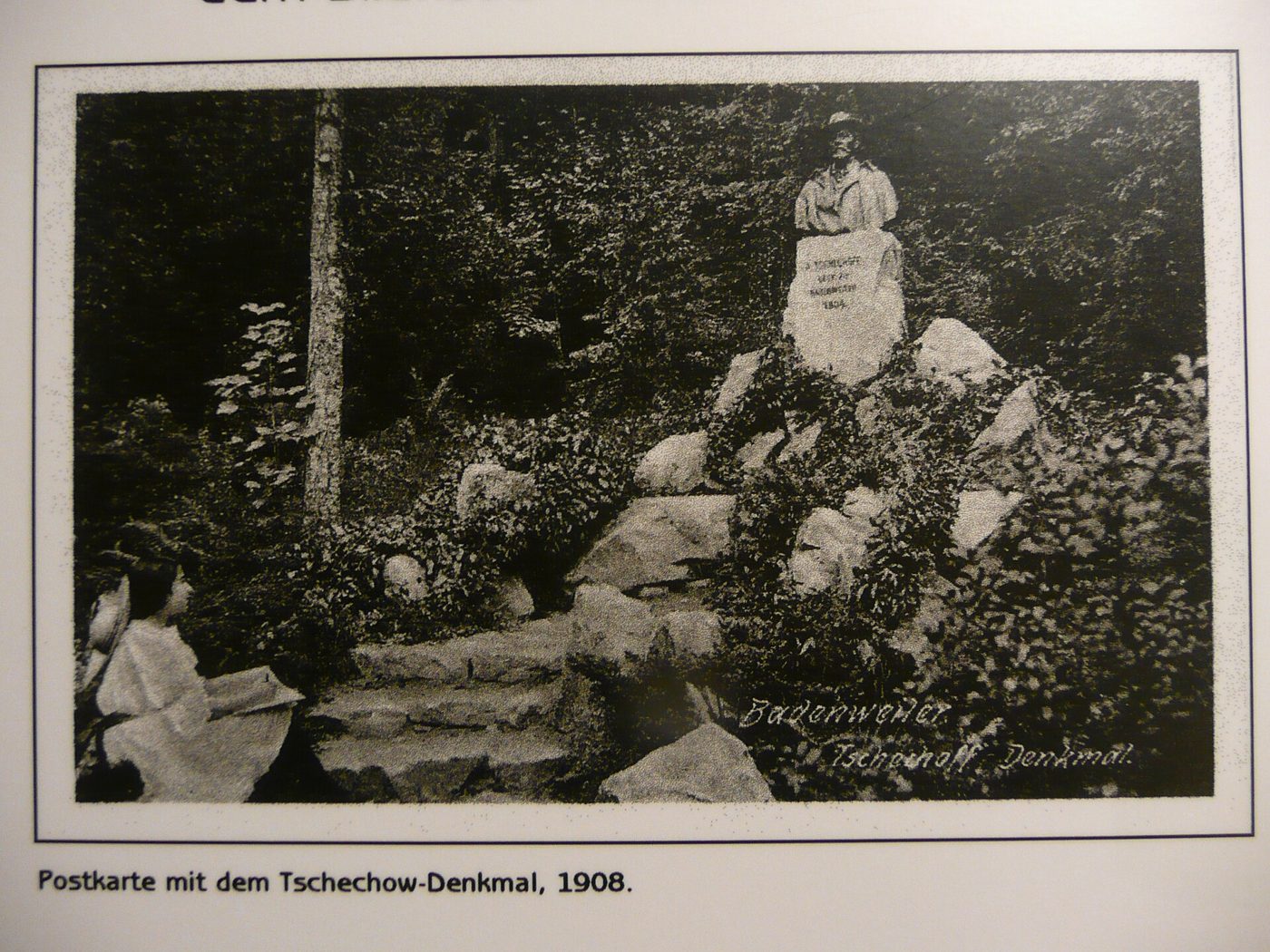 Tjekhov-monumentet i Badenweiler, postkort 1908