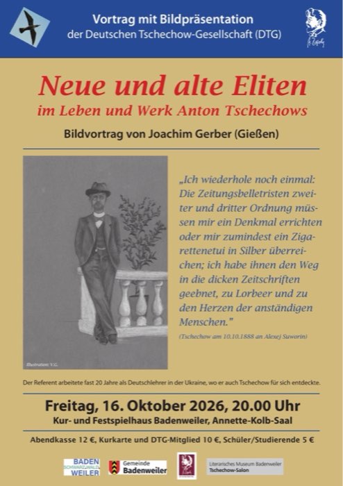 Vortrag Joachim Gerber: Neue und alte Eliten im Leben und Werk Anton Tschechows, 16.10.