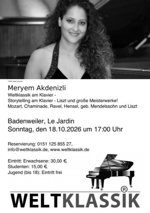 Weltklassik am Klavier: Meryem Akdenizli – Liszt und große Meisterwerke, 18.10.